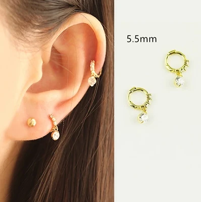 1 pair gold Новые серьги из серебра 925 пробы в форме капель, серьги с застежкой, маленький внутренний диаметр 5,5 мм - Окраска металла: 1 pair gold