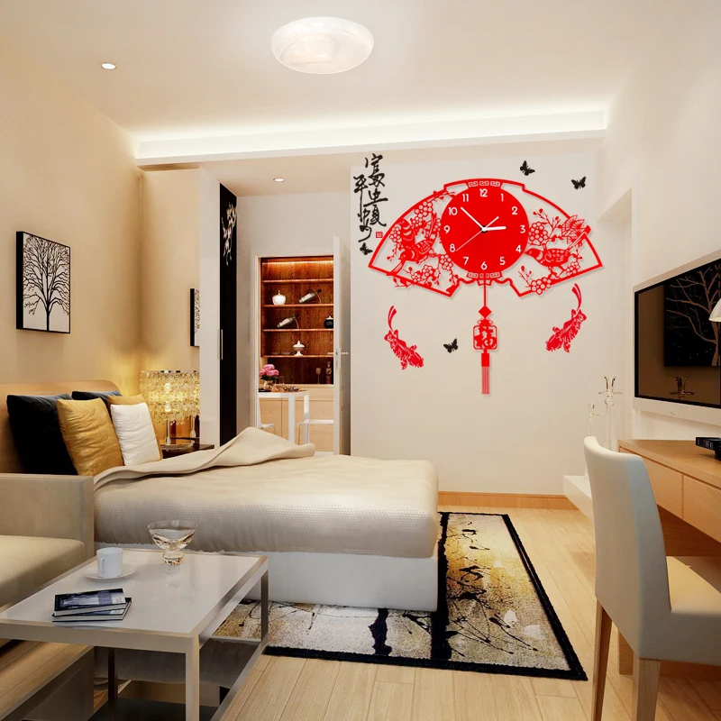 Китайский SATA Fan Art гостиная часы немой модные просто качели кварцевые украшения