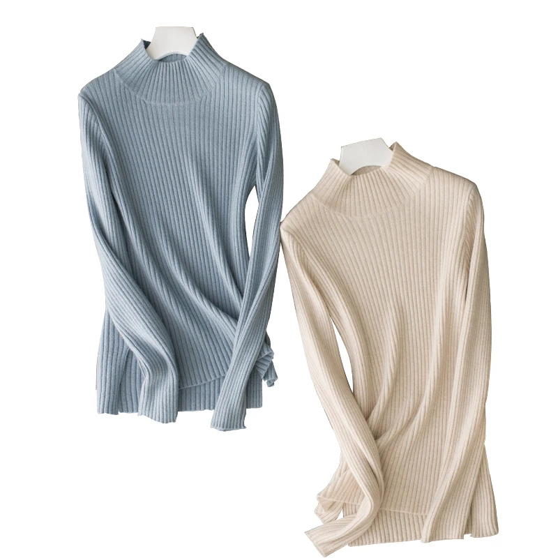 

BARESKIY cashmere sweater female new O-neck sweater solid color Slim sweater stretch sweater coat brand women's clothing