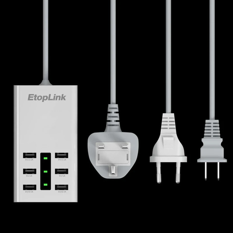 EtopLink 6 портов USB мобильный телефон зарядное устройство разъем универсальный