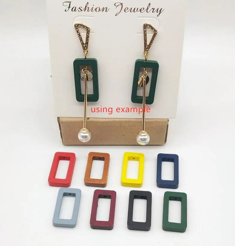 Красочные деревянные полые прямоугольные DIY россыпью бусины Фотоэлементы с