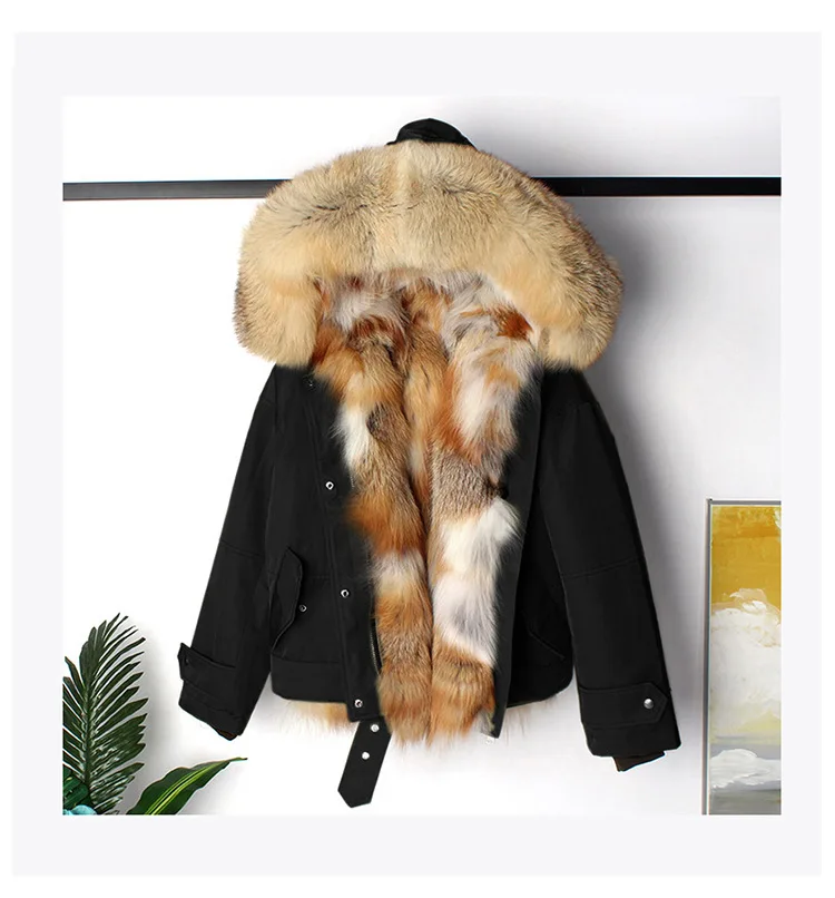 OFTBUY, новинка, зимняя куртка, Женское пальто с натуральным мехом, парка из натурального Лисьего меха, Толстая теплая уличная одежда, роскошная Брендовая верхняя одежда, мото и байкер