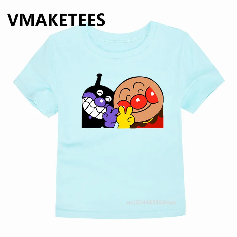 Anpanman/футболка для мальчиков и девочек с мультяшным принтом детская одежда Baikinman
