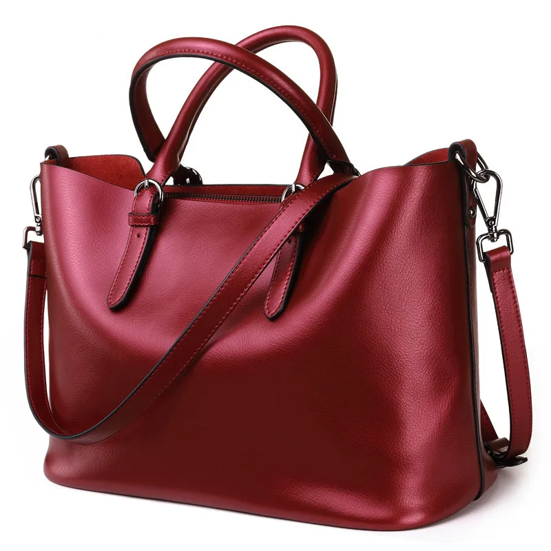 Модная женская Повседневная Сумка-тоут из натуральной кожи большая сумка на