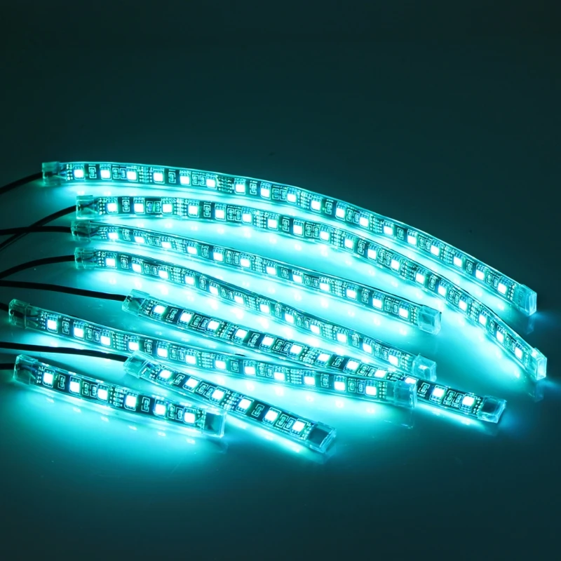 8 шт., украшение для мотоцикла, 5050 SMD лента, гибкий RGB мигающий светильник светодиодный с пультом дистанционного управления для мотоцикла, декоративный светильник