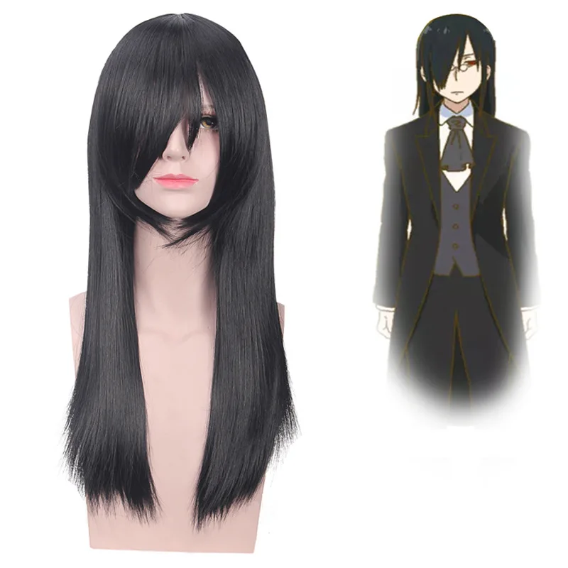 Miss Kobayashi's Dragon Maid Fafnir Long Straight Black Cosplay Wig Synthetic Hair Halloween Costume Party Play Wigs