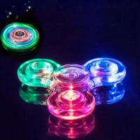 creative luminous led light fidget spinner transparent colorful stress relief hand spinner glow in the dark anti stress toy gift