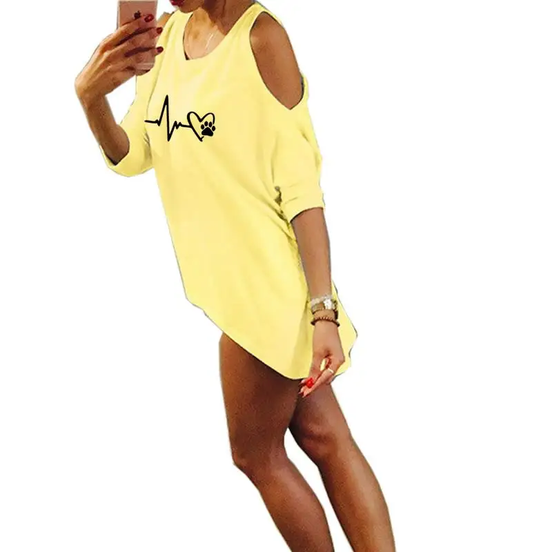 

2021 New Women T-shirt Fashion Dog Cat Paw Heart Cute Pattern Print T-Shirt Female Kawaii Tumblr Tops