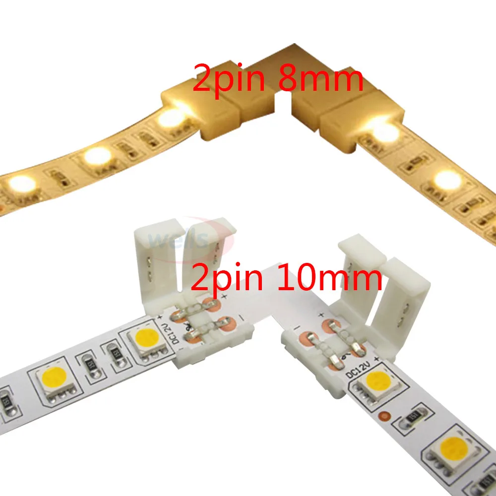 Best pricell 2pin 3pin 4 pin 8 мм 10 L форма светодиодный разъем для подключения угла под прямым