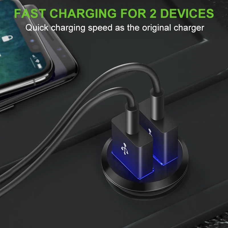 Автомобильное зарядное устройство с двумя USB-портами 60/80 а для Xiaomi Redmi Samsung Galaxy