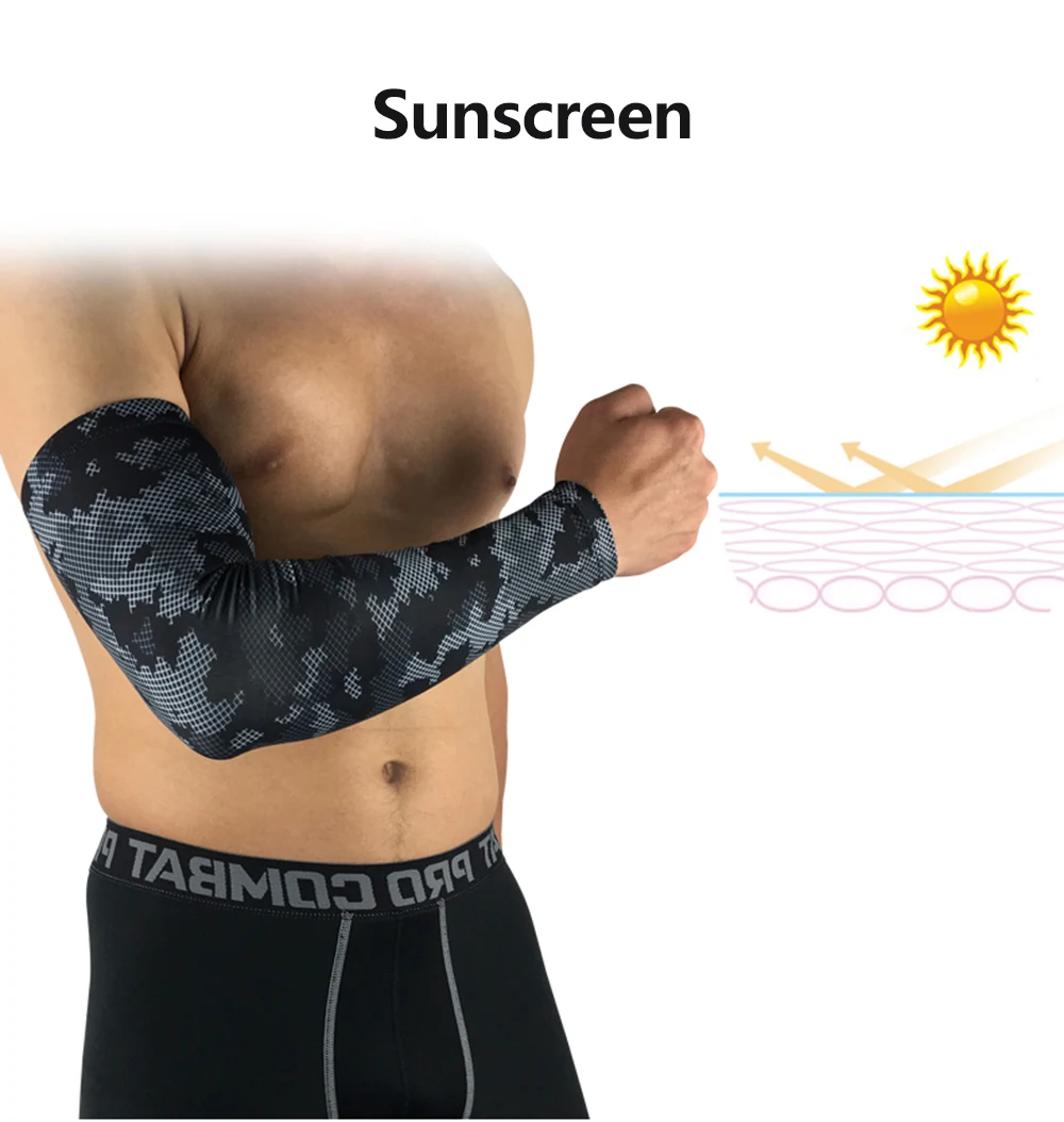 Мужские Солнцезащитные велосипедные рукава, гетры для рук, дышащие, быстросохнущие, с защитой от ультрафиолета, камуфляжные, с рукавом на руку, лайкра, для бега, кемпинга, для гольфа, нарукавники