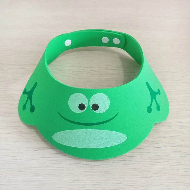 Green Frog Детская шапочка для душа из ПВХ, защищающая от изменения размера шампуня, защита для мытья волос для детей, детская водонепроницаемая крышка, регулируемая защита для головы - Цвет: Green Frog