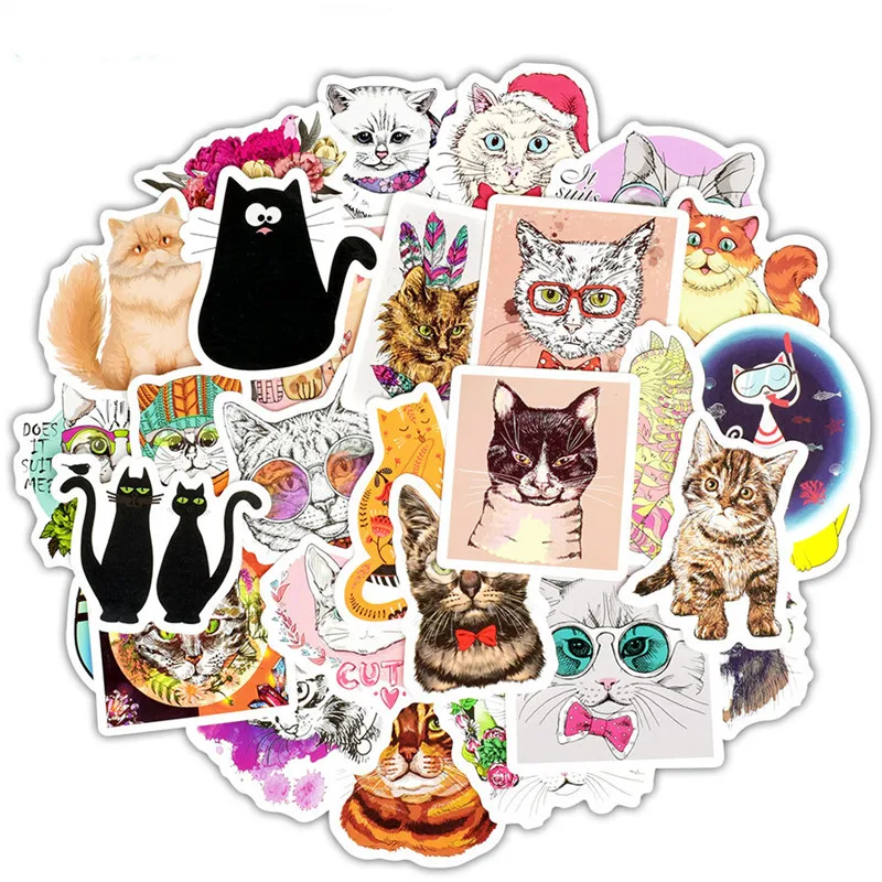 50 шт./компл. Kawaii милые женские кошки аниме наклейки для планшета чехол телефона