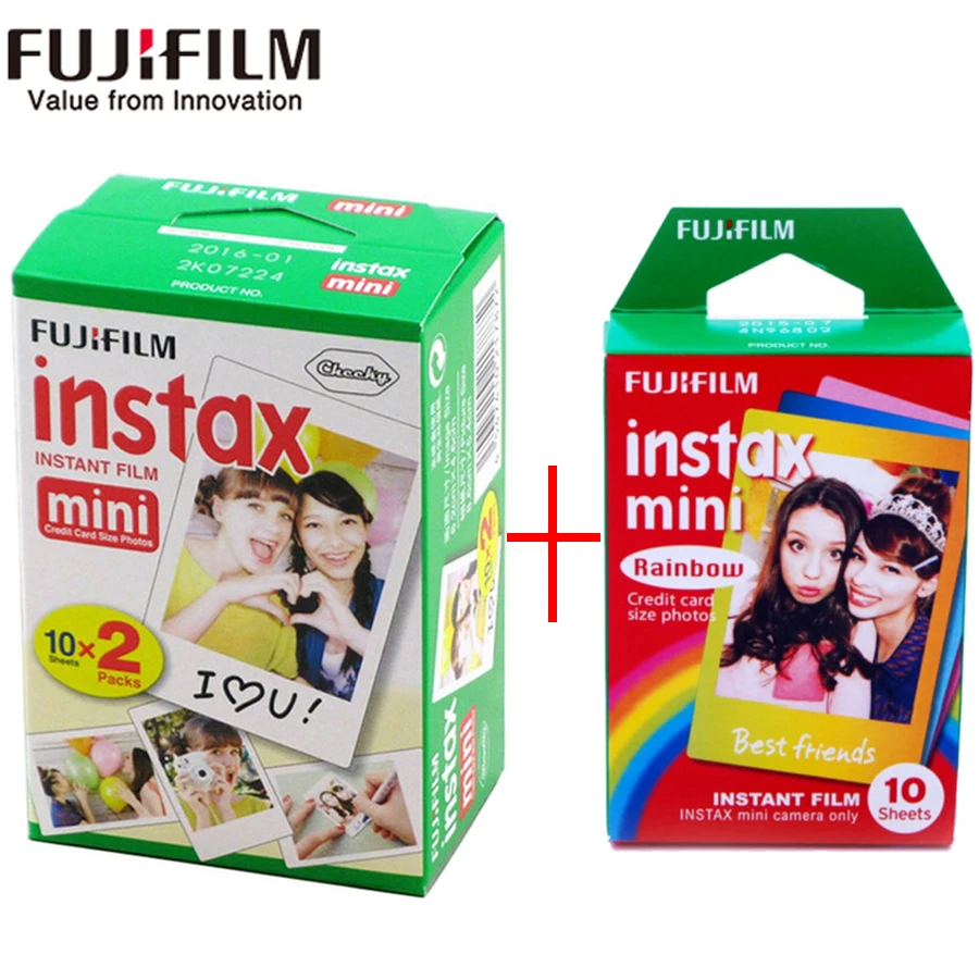Пленка Fujifilm instax mini 20 листов пленка с белым краем + 10 мини радужного цвета для