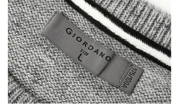 Giordano мужской вязаный пуловер с круглым воротом и длинными рукавами, имеет три варианта окраса и широкий размерный ряд