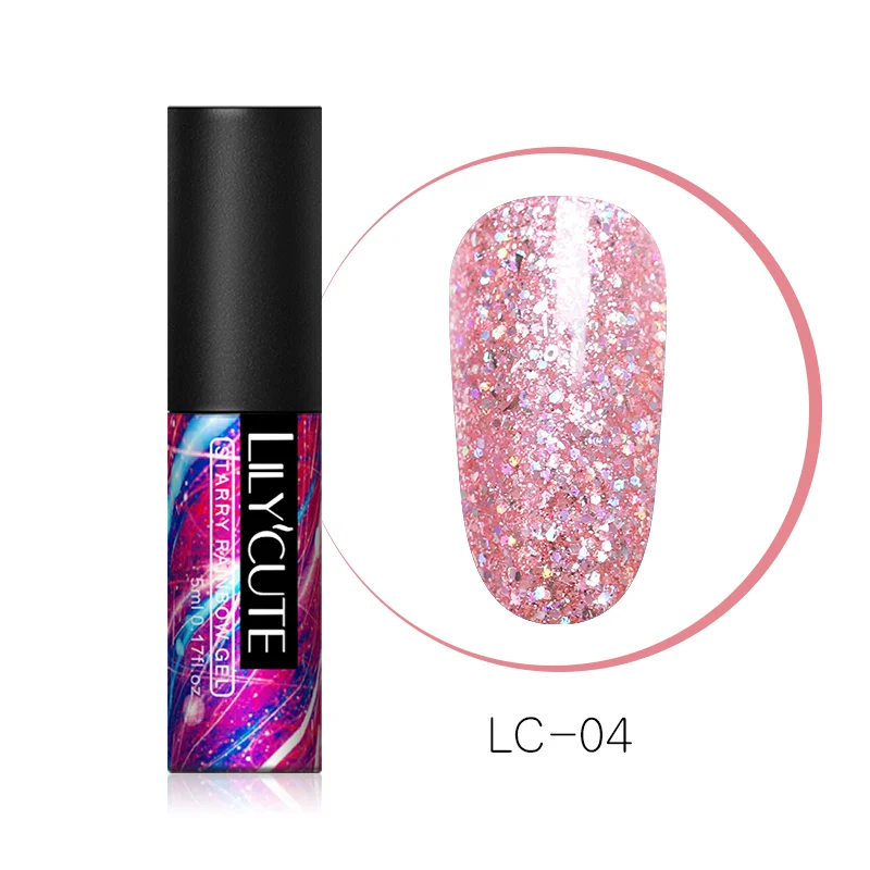 Starry LC-04 LILYCUTE 5 мл Блестящий УФ Гель-лак с блестками Блестящий голографический мерцающий отмачивающийся Гель-лак для дизайна ногтей маникюрный лак - Цвет: Starry LC-04