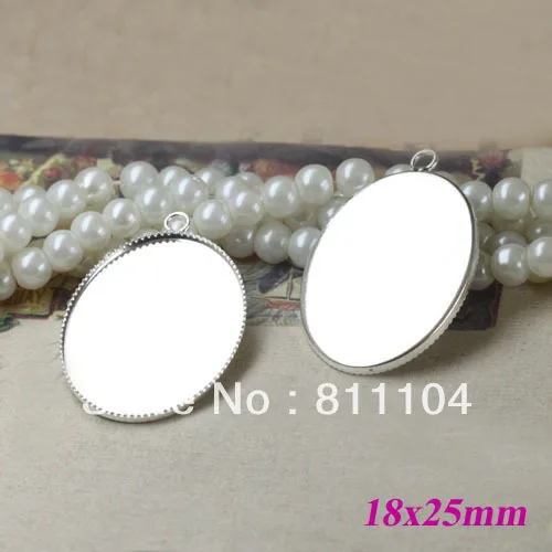 18x25 мм Посеребренная Медь Овальные Бланк Лоток База с Петлей Подвеска Обрамление