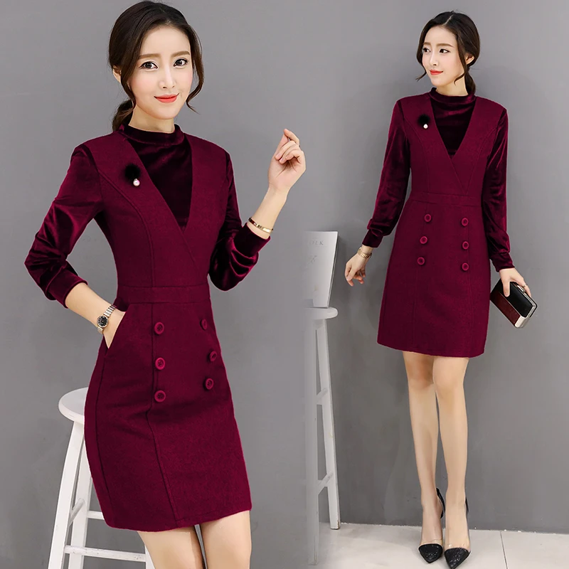 Женское твидовое платье с длинным рукавом праздничное составного кроя из двух