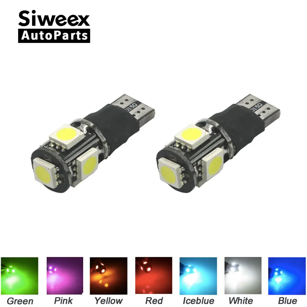 2 предмета T10 светодиодный W5W 5 SMD 5050 Быстрое мигание строб/Always on Pi Модель