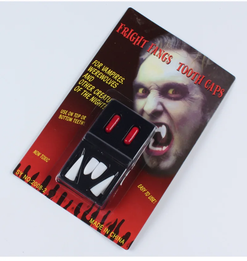 Halloween masquerade zombie Vampire Fangs demon ghost teeth of four blood pills | Дом и сад