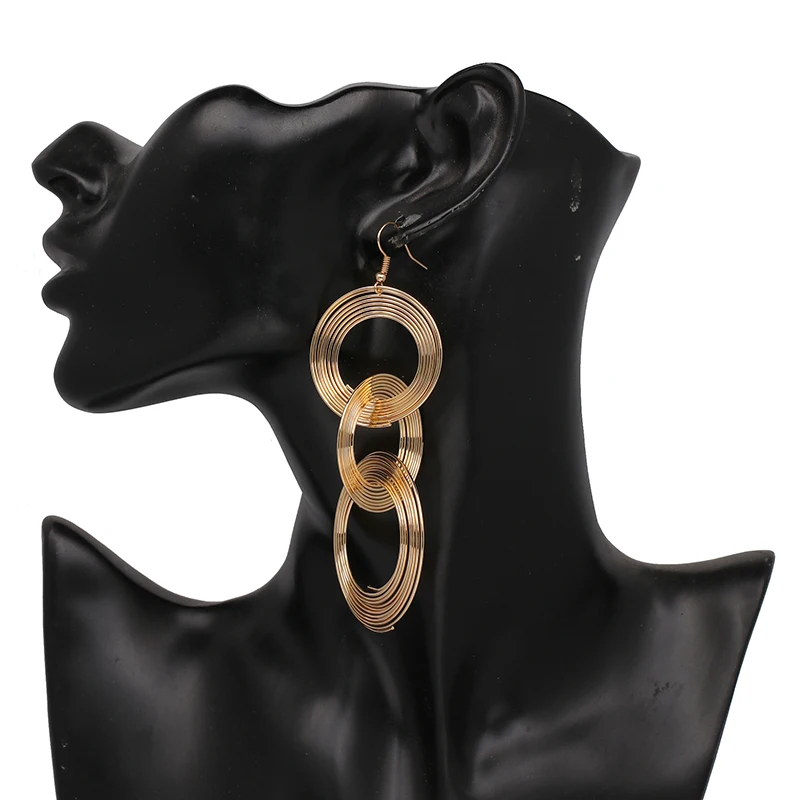 Geometric Vintage Statement Earring Big Round Metal Fashion Punk Style Drop Earrings For Women Jewelry | Украшения и аксессуары