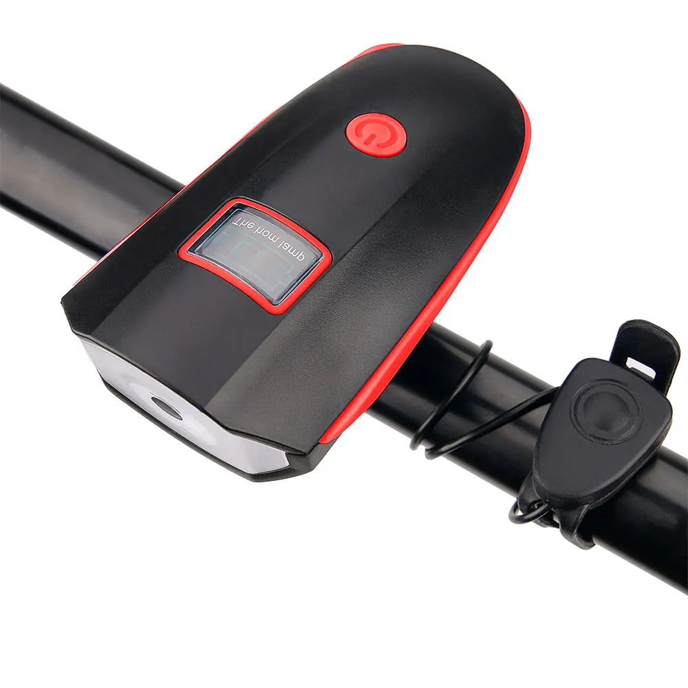 red Велосипедный светильник USB с дисплеем питания, велосипедный головной светильник, светодиодный светильник-вспышка с рогом, Противоугонный велосипедный светильник, встроенный аккумулятор 1200 мА · ч - Цвет: red