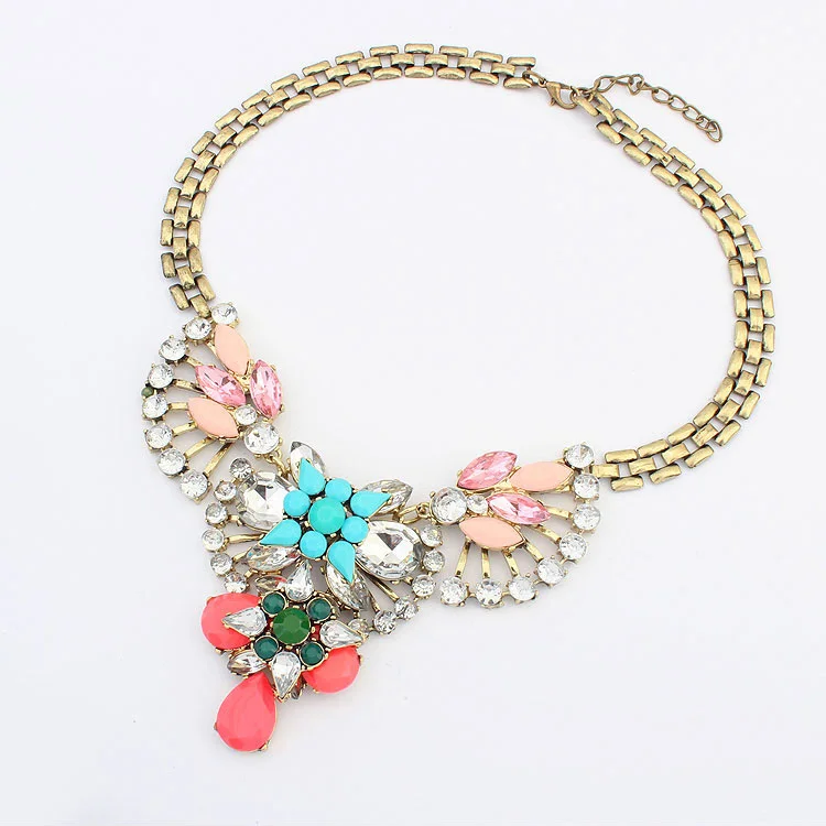 New 2015 Hot Vintage Fashion Statement Necklaces for Women sweet Luxury Angle Wings Rhinestone Beads Gem necklaces N39 | Украшения и