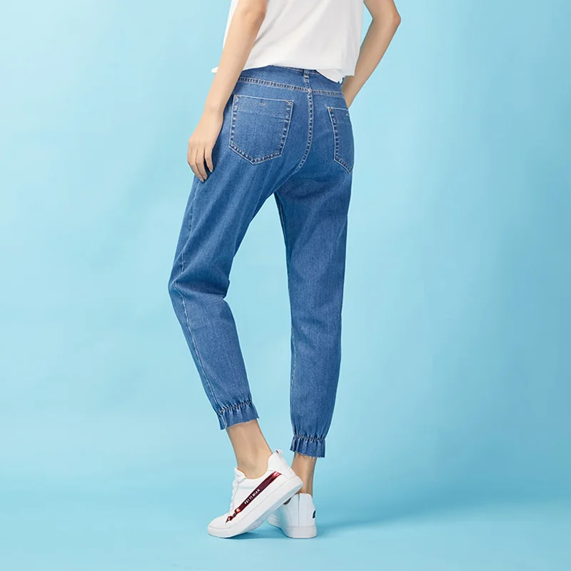 LEIJIJEANS Новое поступление весна средняя талия Свободные повседневные женские джинсы светильник синий бойфренд стиль размера плюс свободные женские джинсы 9034