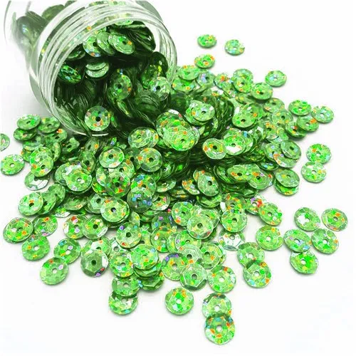 Laser light green Пайетки 6 мм AB Цвет формы чашки ПВХ свободные блестки раззноцветные часы ремесла DIY Декор одежды Lentejuelas пуговицы прозрачные 10 г - Цвет: Laser light green