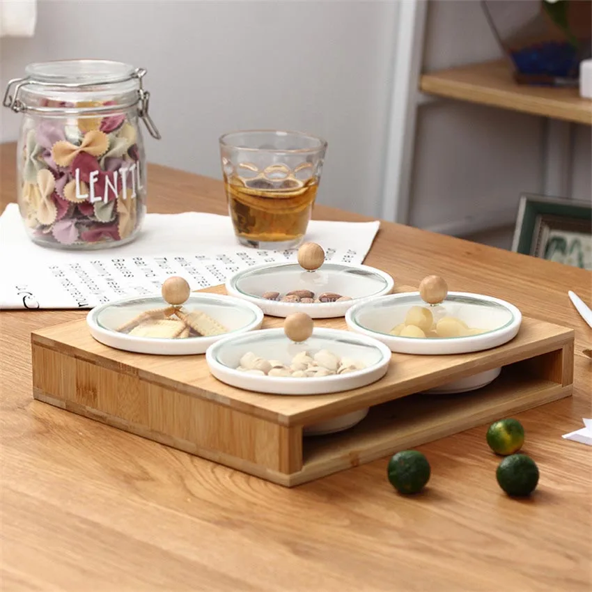 Белый простой сахарница домашний кухонный набор конфеты для приправ бамбуковая