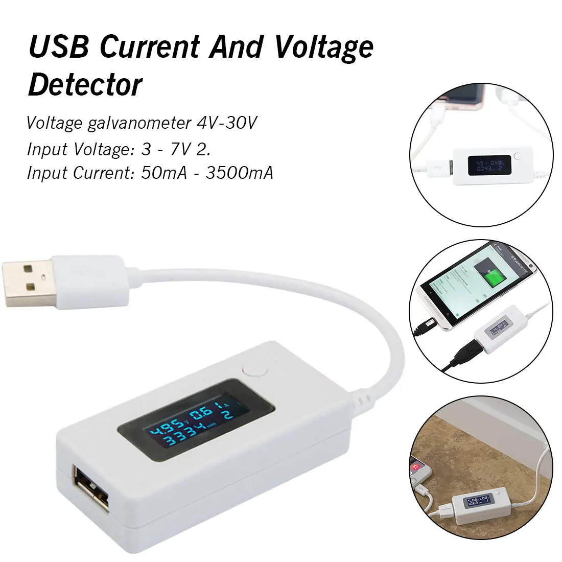 Новый цифровой микро USB ЖК мини детектор тока и напряжения Мобильный питания