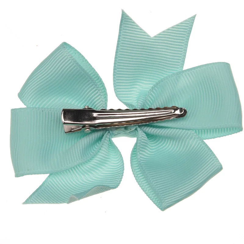 12 шт. ленточный бант 8 см галстук-бабочка однотонные заколки для волос милый