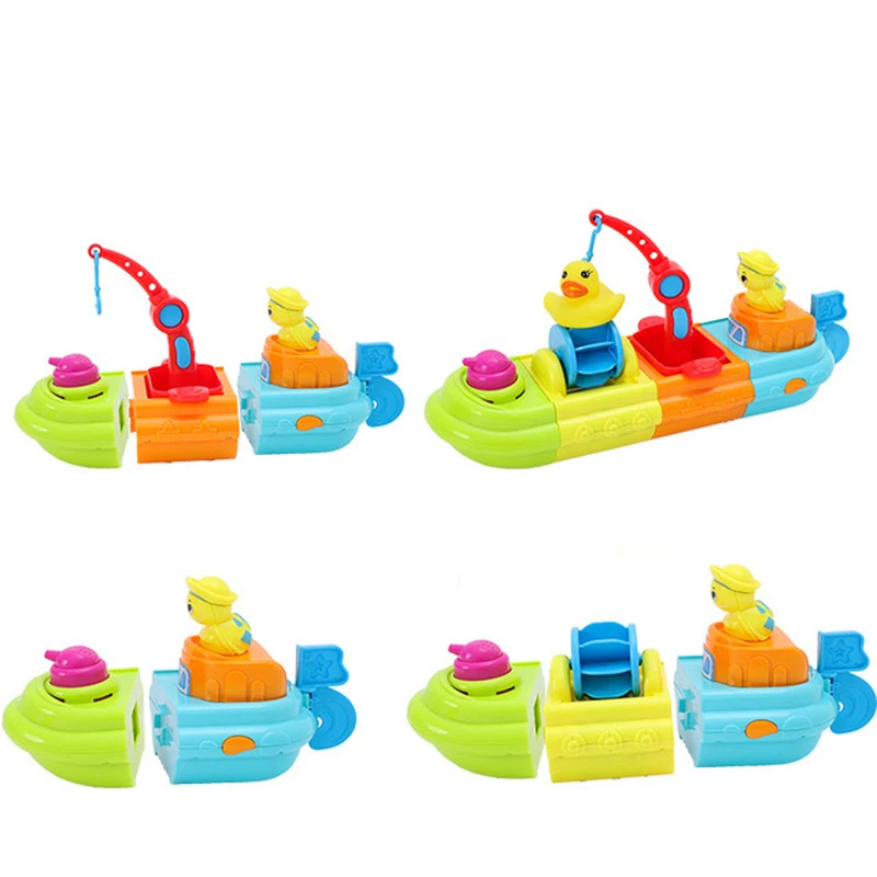 Children Bath Toy Ship Boat Assemble Water Spray Floating Hand Holding Toys Pool Beach Bathroom Infant Play Bathing | Игрушки и хобби