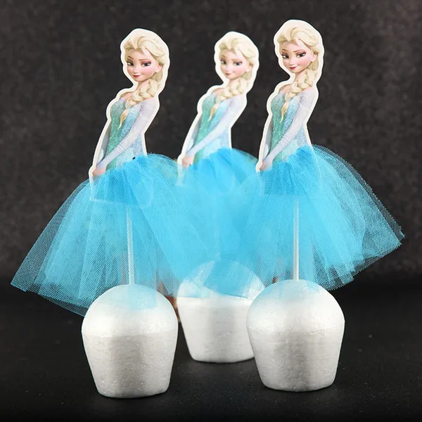 cake topper 5pcs Дисней Холодное сердце Анна фильм ребенок день рождения украшения Дети девочка вечерние принадлежности вечерние набор посуды - Цвет: cake topper 5pcs
