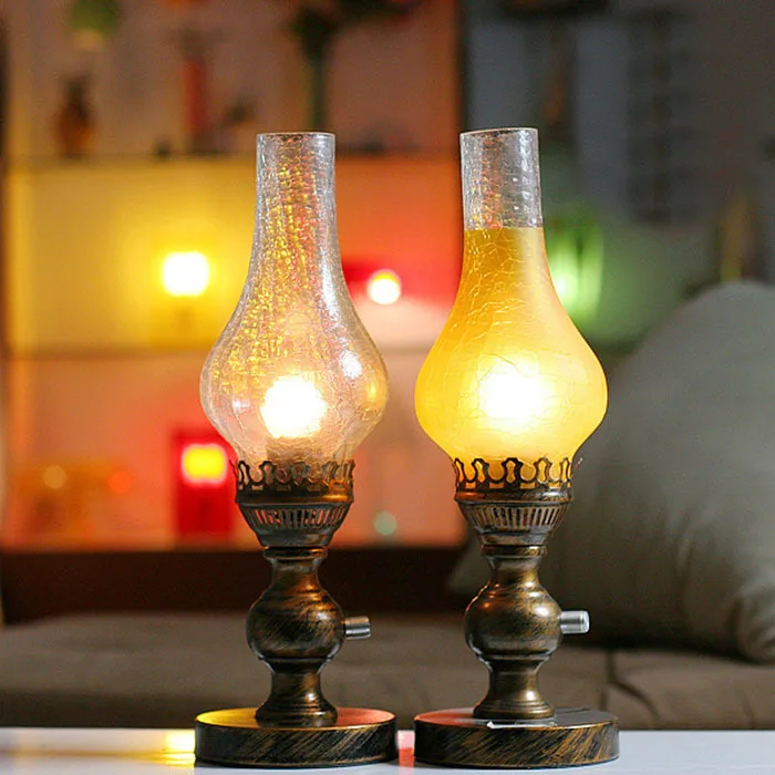 

Vintage Loft Retro Industrial Antique Old-fashioned Edison Kerosene Glass Table Lamp Led For Cafe Bar Coffee Shop Reading Lamp
