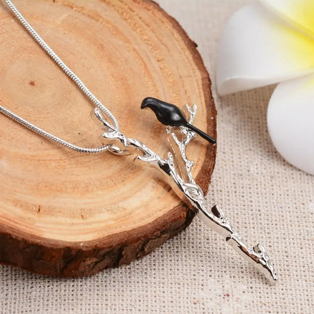 1 Pair Fashion Personality Branch Black Bird Pendant No Necklace Vintage Cute Animal Collar Colar Women Jewelry | Украшения и