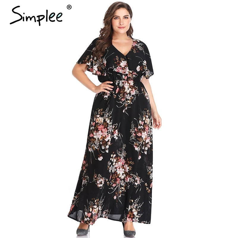 Женское длинное платье Simplee с цветочным принтом 2019 женское летнее макси в стиле