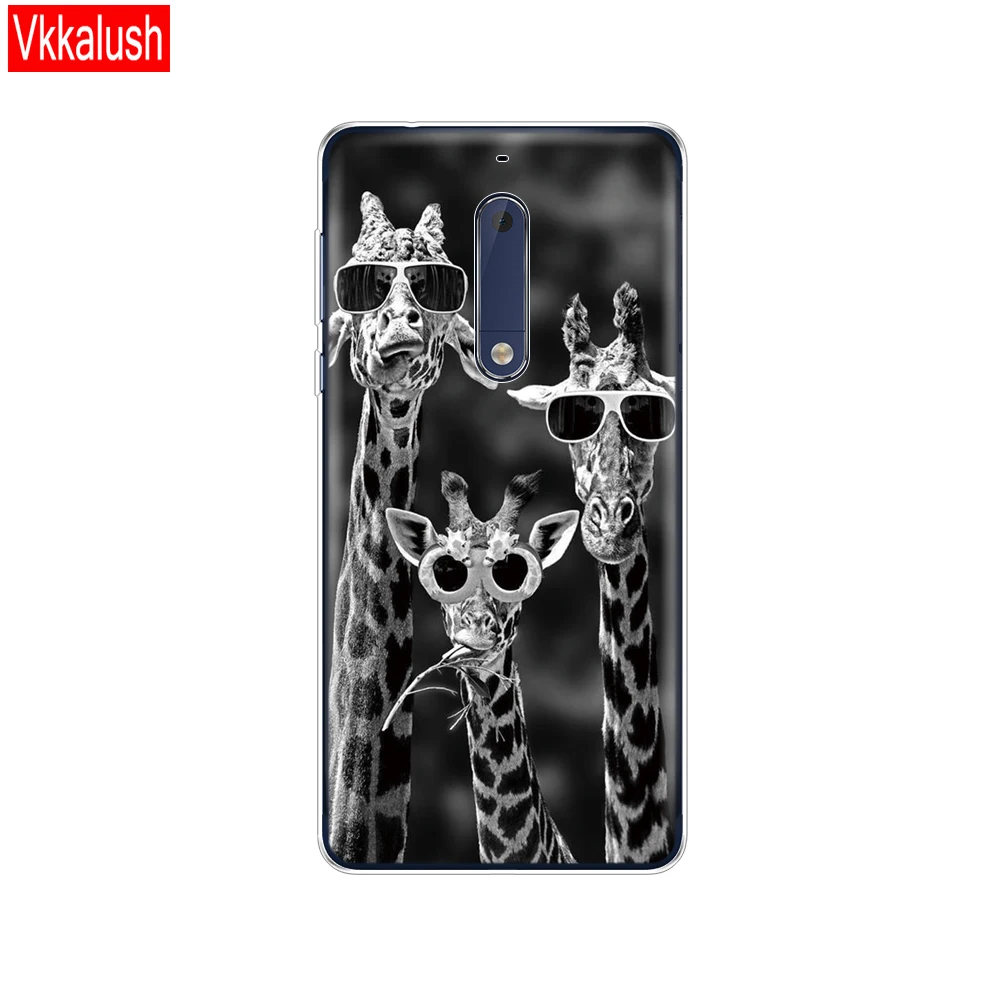 Силиконовый чехол для Nokia 1, 2, 2,1, 3, 3,1, 5, 5,1 plus,, мягкий ТПУ Забавный чехол на заднюю панель, противоударный чехол, бампер, забавная оболочка с животными - Цвет: 80155
