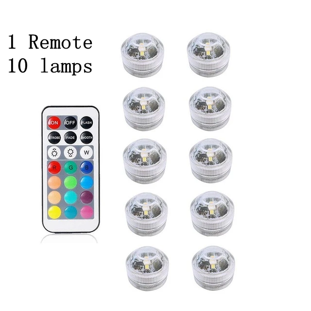1Remote 10lamps Светодиодный водолазные светильники с 21 клавишей дистанционного управления 13 цветов водонепроницаемое освещение аквариумная лампа для аквариума Подводное освещение - Испускаемый цвет: 1Remote 10lamps