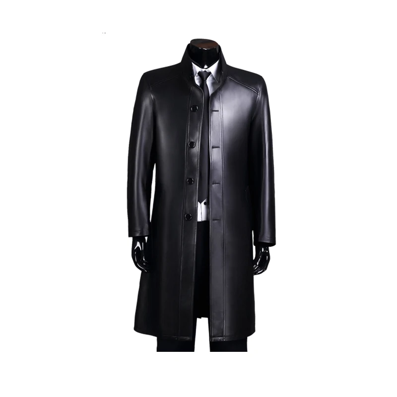 stand collar Мужская куртка из натуральной кожи, мужская куртка из овчины, верхняя одежда в деловом стиле, мужская кожаная одежда - Цвет: stand collar