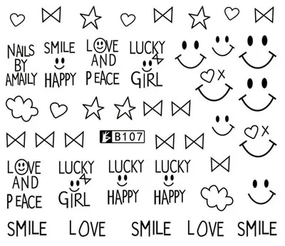 Наклейки для ногтей художественные украшения слайдер со смайликом клейкие