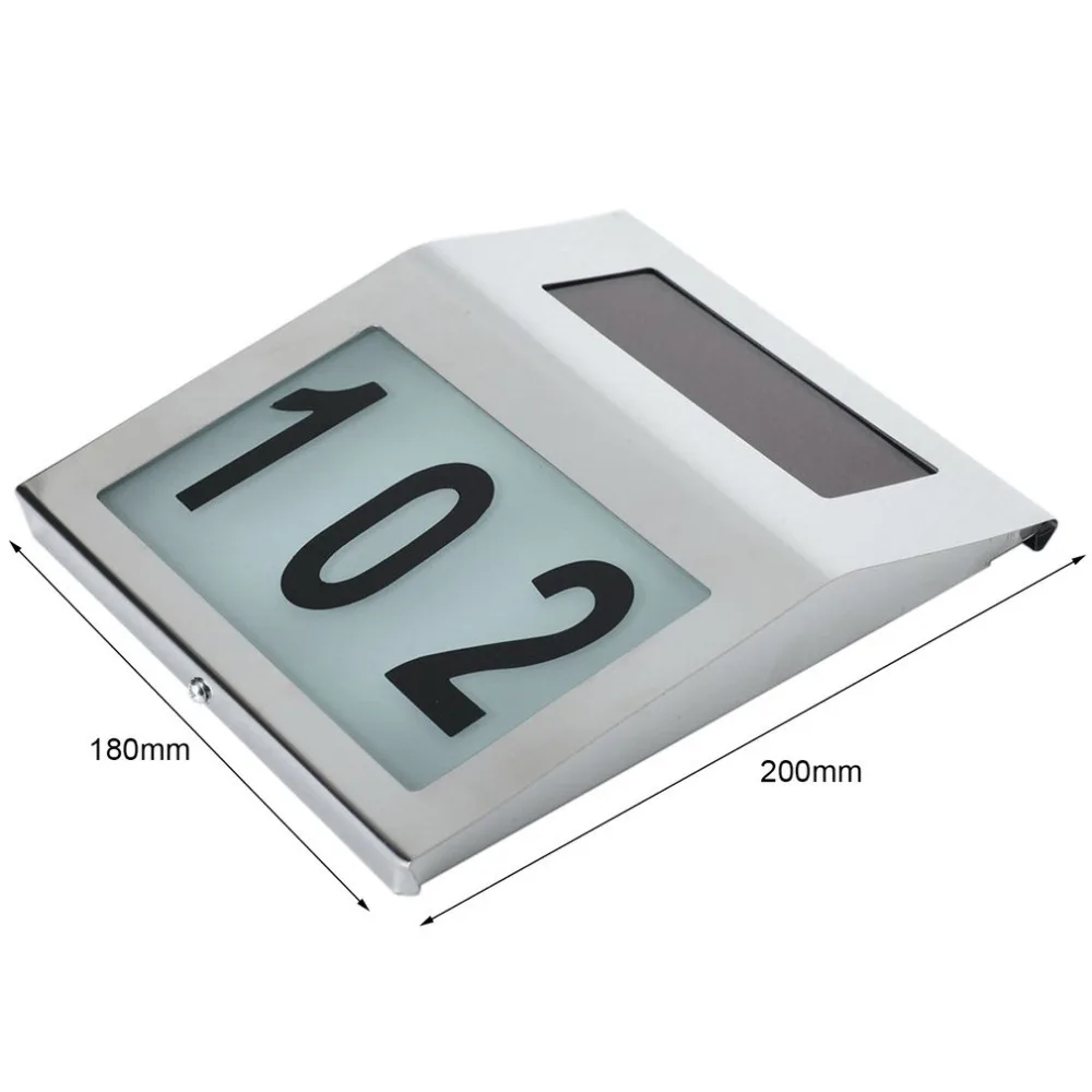 2017 Новый 2LED из нержавеющей стали на солнечных батареях дверной знак номер