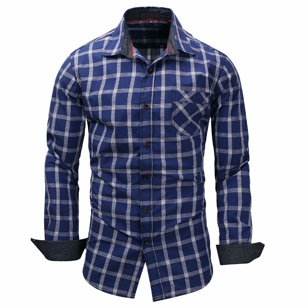 High Quality Men Shirts 2018 Plaid Long Sleeve Summer Casual Slim Fit Men's Track Suit Plus Size Shirt Blouse Top Streetwear | Мужская