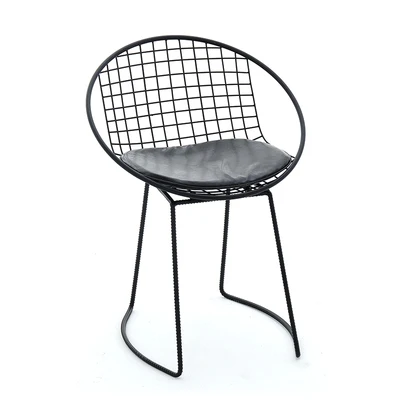 Single 1 Black Chair Металлический стальной стул для отдыха, стул из железной проволоки с полой спинкой, золотой обеденный кофейный металлический барный Набор стульев, чайный столик, мебель для гостиной - Цвет: Single 1 Black Chair