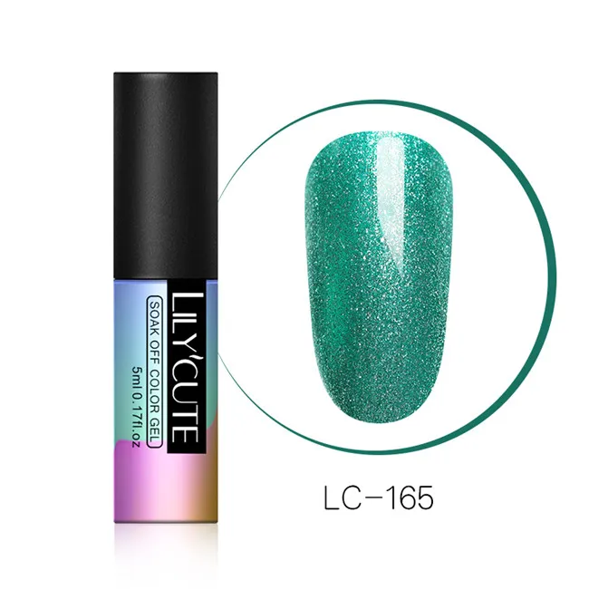 LC-165 LILYCUTE Блестящий Гель-лак для ногтей 5 мл замачиваемый УФ гель для ногтей лак Полупостоянный гель лак праймер маникюрный лак - Цвет: LC-165