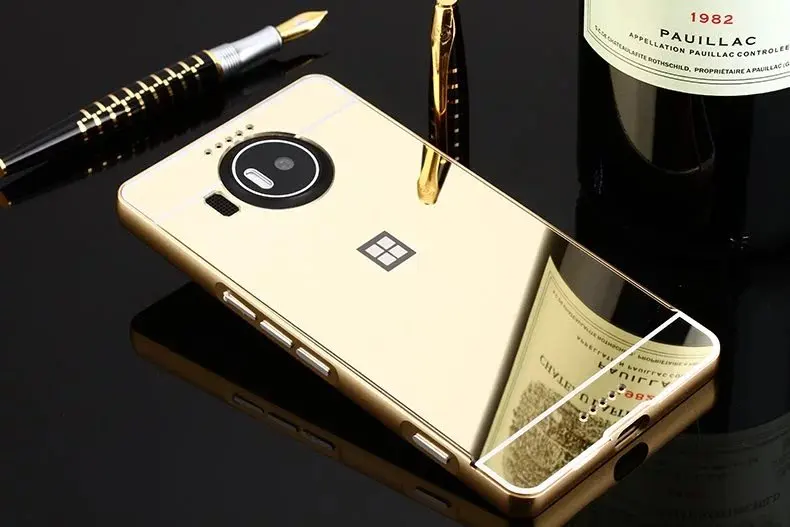 Чехол Lumia 950 XL, Зеркальный Алюминиевый металлический бампер и жесткая задняя крышка из поликарбоната для microsoft Nokia Lumia 950 XL, чехол 950XL, Funda Capa Para