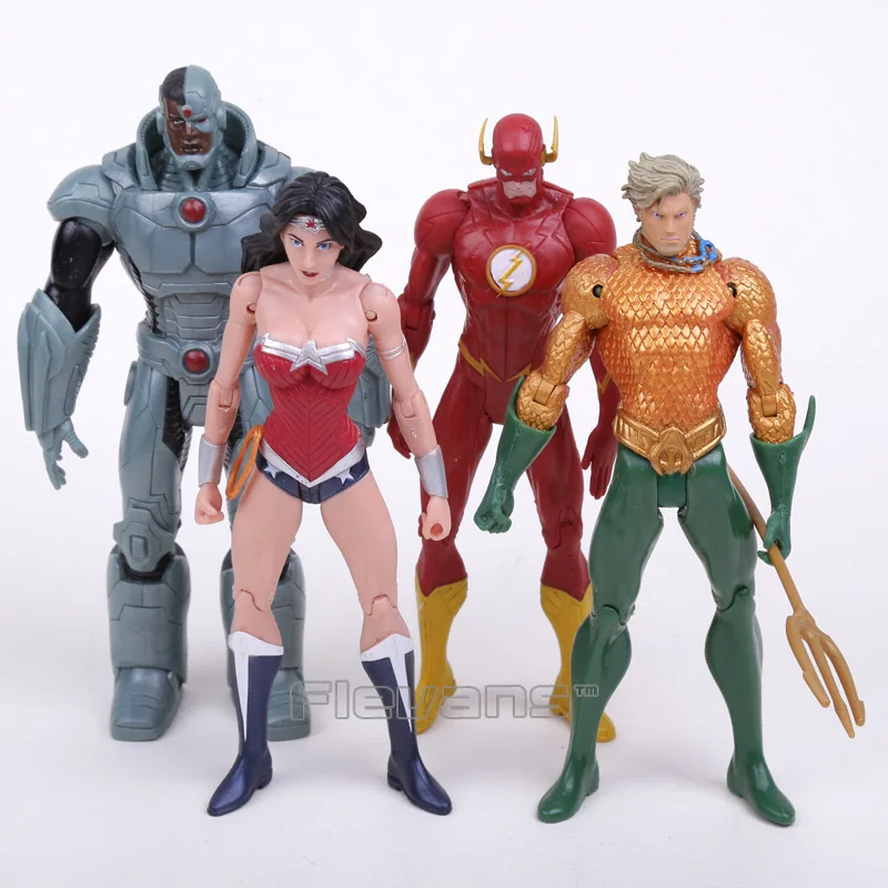 DC Comics игрушки-Супергерои 7 шт./компл. Супермен Бэтмен чудо-женщина флэш зеленый Фонари акваманские ПВХ фигурки