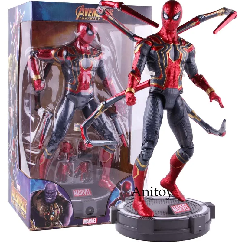 Marvel Капитан Америка, фигурка Мстители, война бесконечности, Железный человек, Человек-паук, Коллекционная модель, игрушка с светодиодный светильник - Цвет: A-Spiderman