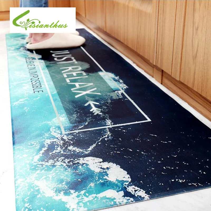 Нескользящий кухонный коврик из ПВХ и кожи длинный ковер для ванной современный