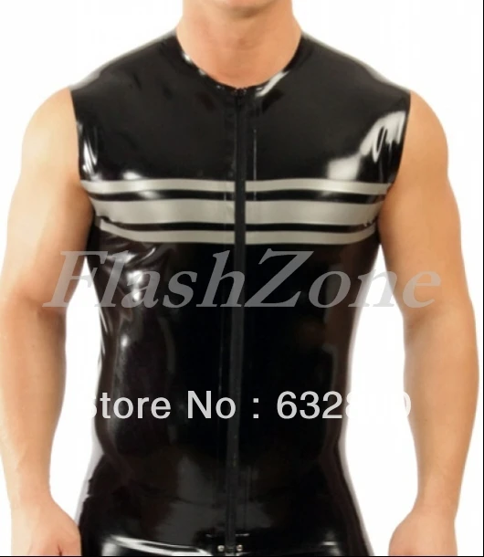 Мужские латексные резиновые топы с передней молнией | Тематическая одежда и